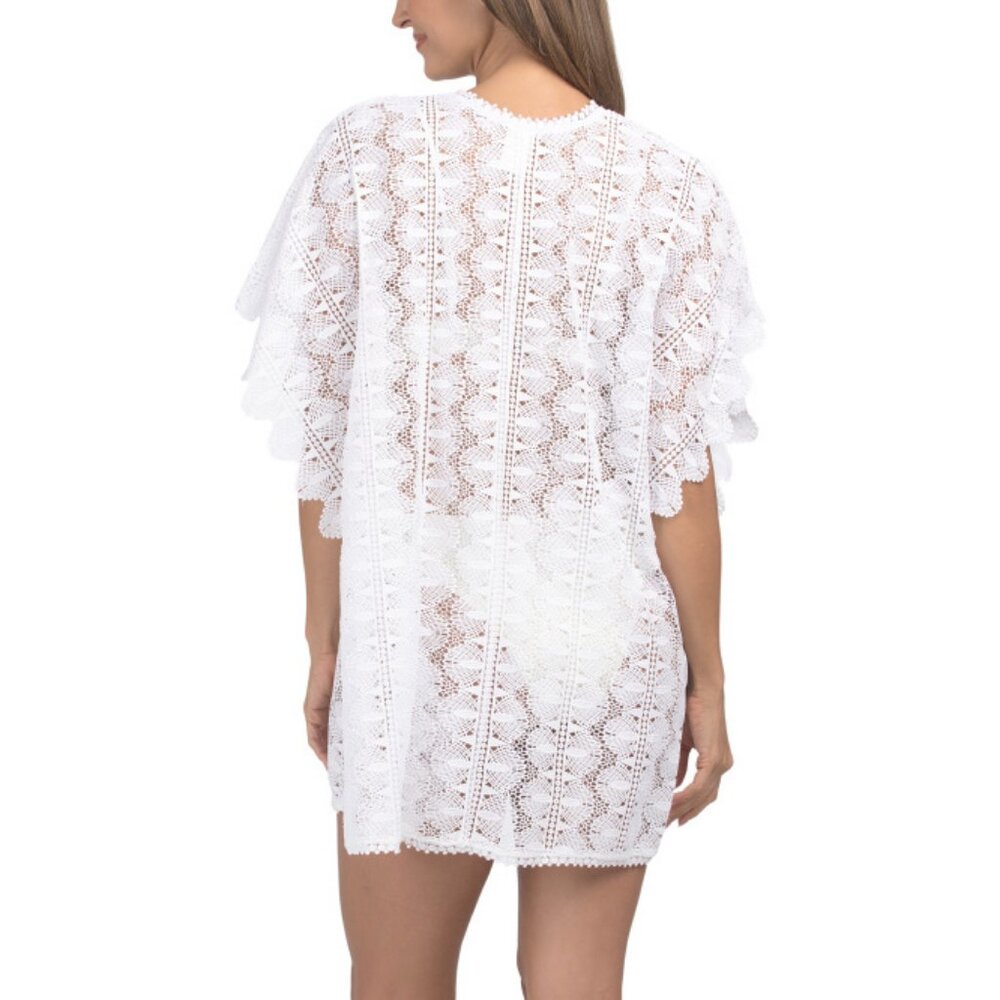 Trina Turk $188 Voila Lace Cover-up Caftan Dress White Swim - Picture 6 of 9